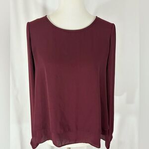 White House Black Market Long Sleeve Round Neck Blouse